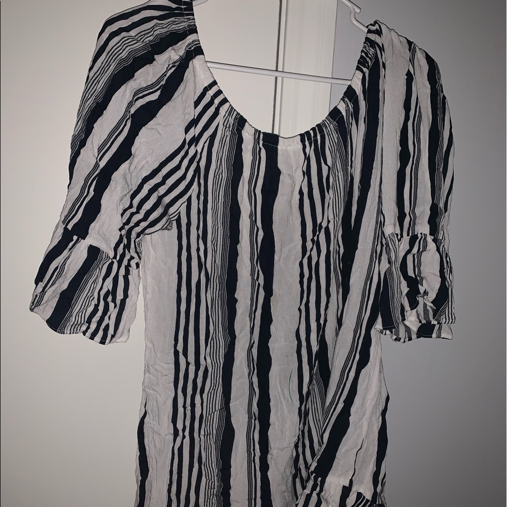 Off the shoulder stripped shirt